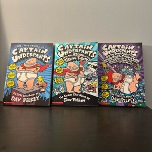 3 Captain Underpants paperback books by Dav Pilkey. NEW condition!